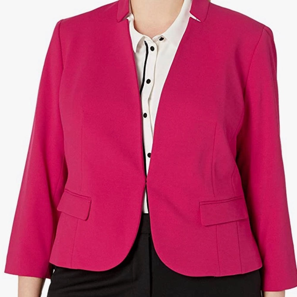 NINE WEST Women's Plus Size Solid Crepe Kiss Front Jacket 18 W